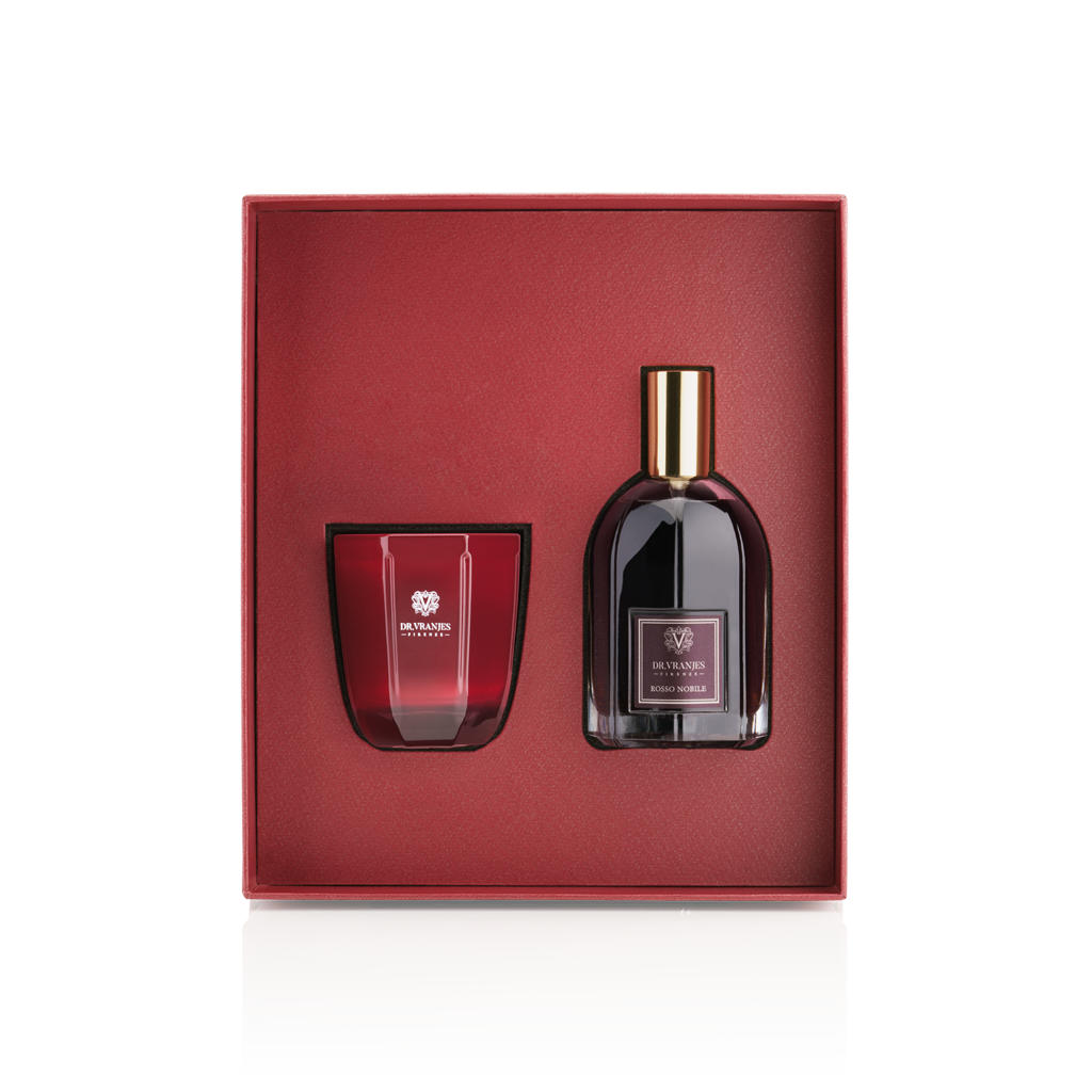 Rosso Nobile Gift Box with 80 g Candle + 100 ml Spray